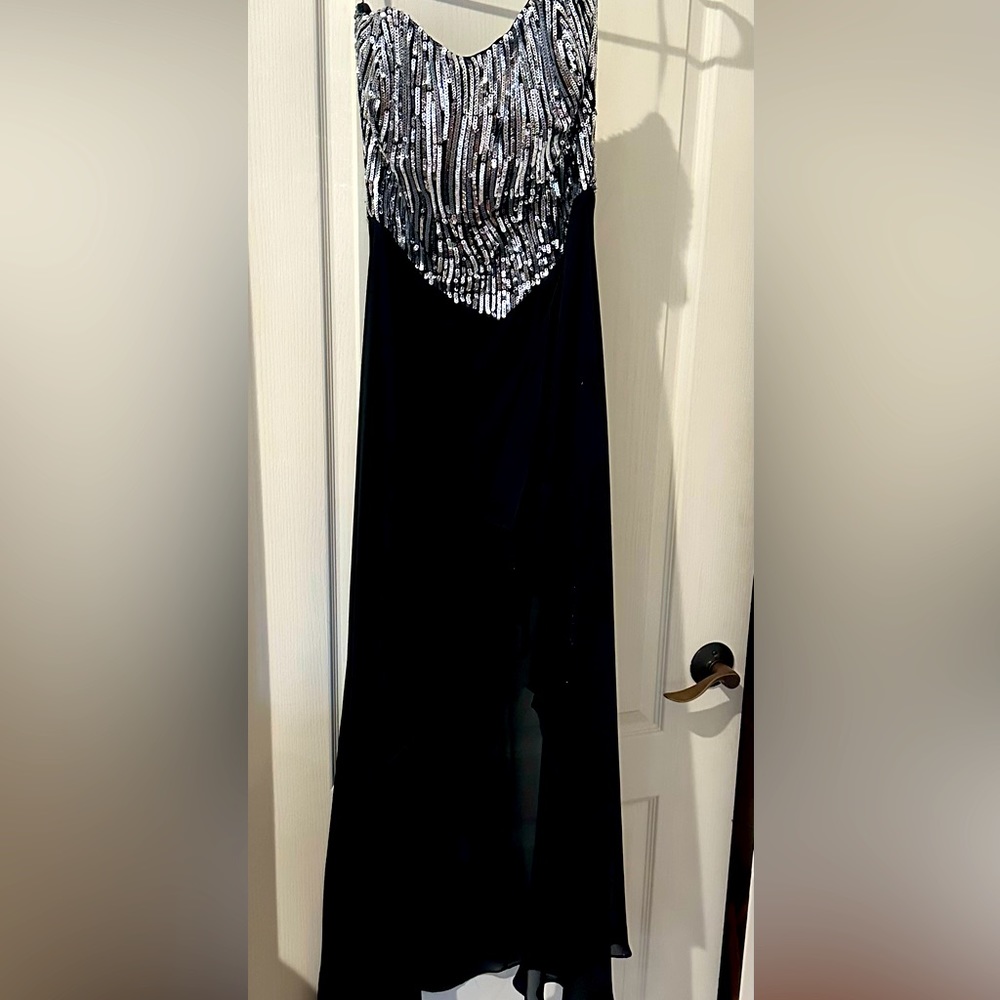 Silver Metallic High Low Dress